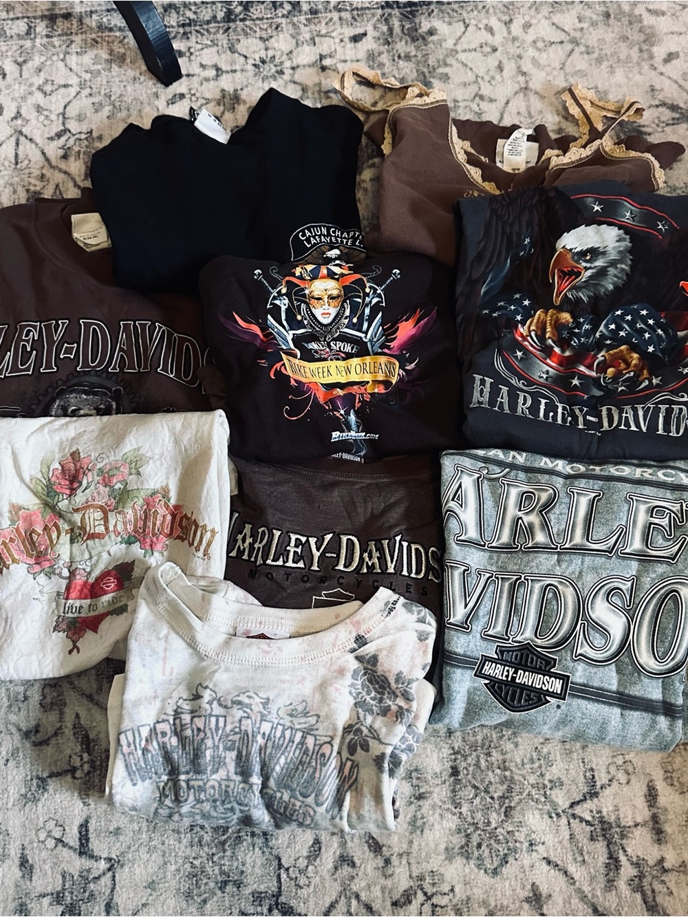 Harley-Davidson Women’s Graphic Tee Lot in Black, Brown, White & Gray